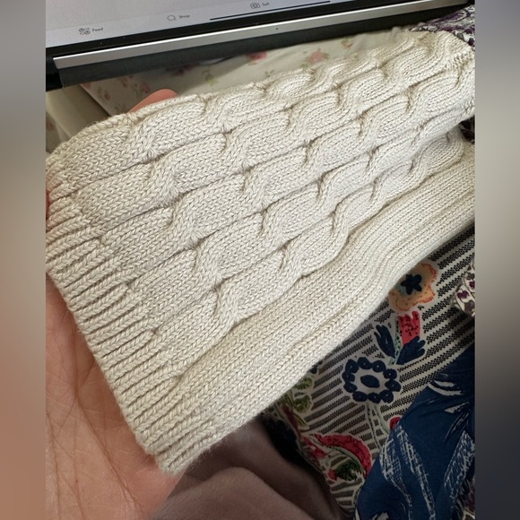 Sundance Veda Embroidered Tile Print Lightweight Green Cable Knit Sleeve Top XL - Picture 7 of 7